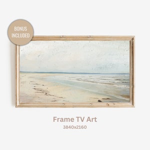 Coastal Beach Frame TV Art, Vintage Seaside Summer Seascape, Digital Art for Frame TV, landscape Oil paintings