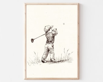 Vintage Golf Nursery Wall Art Print, Kids Sports Gallery Wall Printable, Gender Neutral Print, Baby Boy Decor, Nostalgic Wall Decor