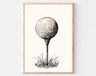 Vintage Golf Ball Print, Nursery Golf Wall Art, Kids Sports Gallery Wall Printable, Neutral Decor, Nostalgic Wall Decor, Digital Download