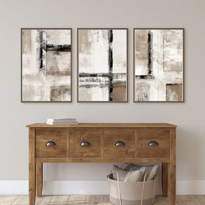 Set of Three Prints, Neutral Abstract Art print, Gallery Wall Set, Mid Century Modern Art, Wall Art DIGITAL DOWNLOAD, Simple Abstract Art