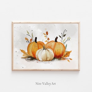 Vintage Pumpkin Wall Art Print: Autumn Halloween Printable Digital Download