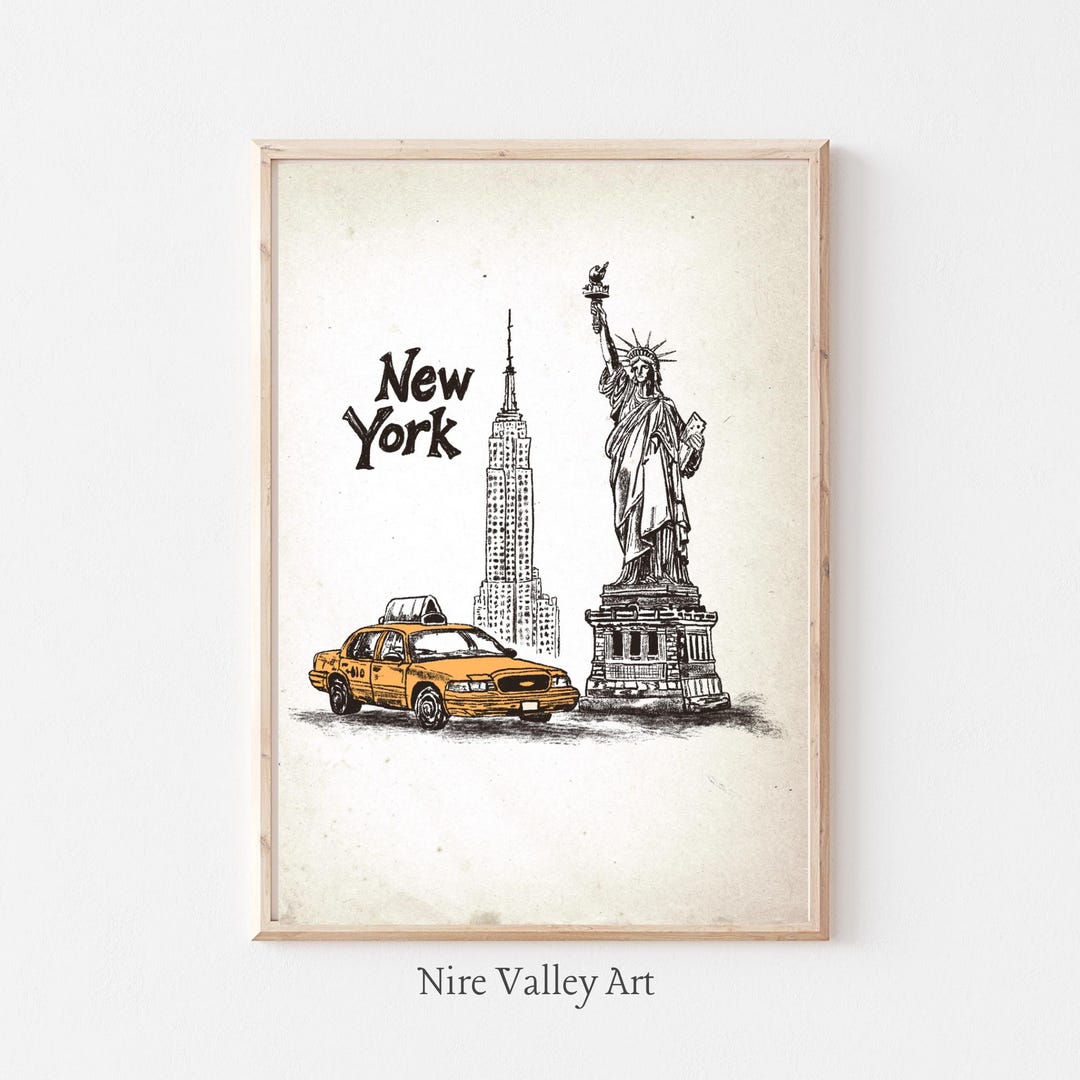 Travel Wall Art, Vintage New York City Print, Retro Gallery Wall Art ...