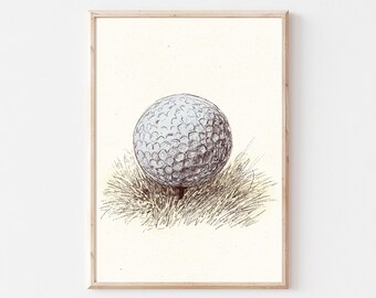 Vintage Golf Ball Print, Nursery blue Golf Wall Art, Kids Sports Gallery Wall Printable, Neutral Decor, Nostalgic Decor, Digital Download