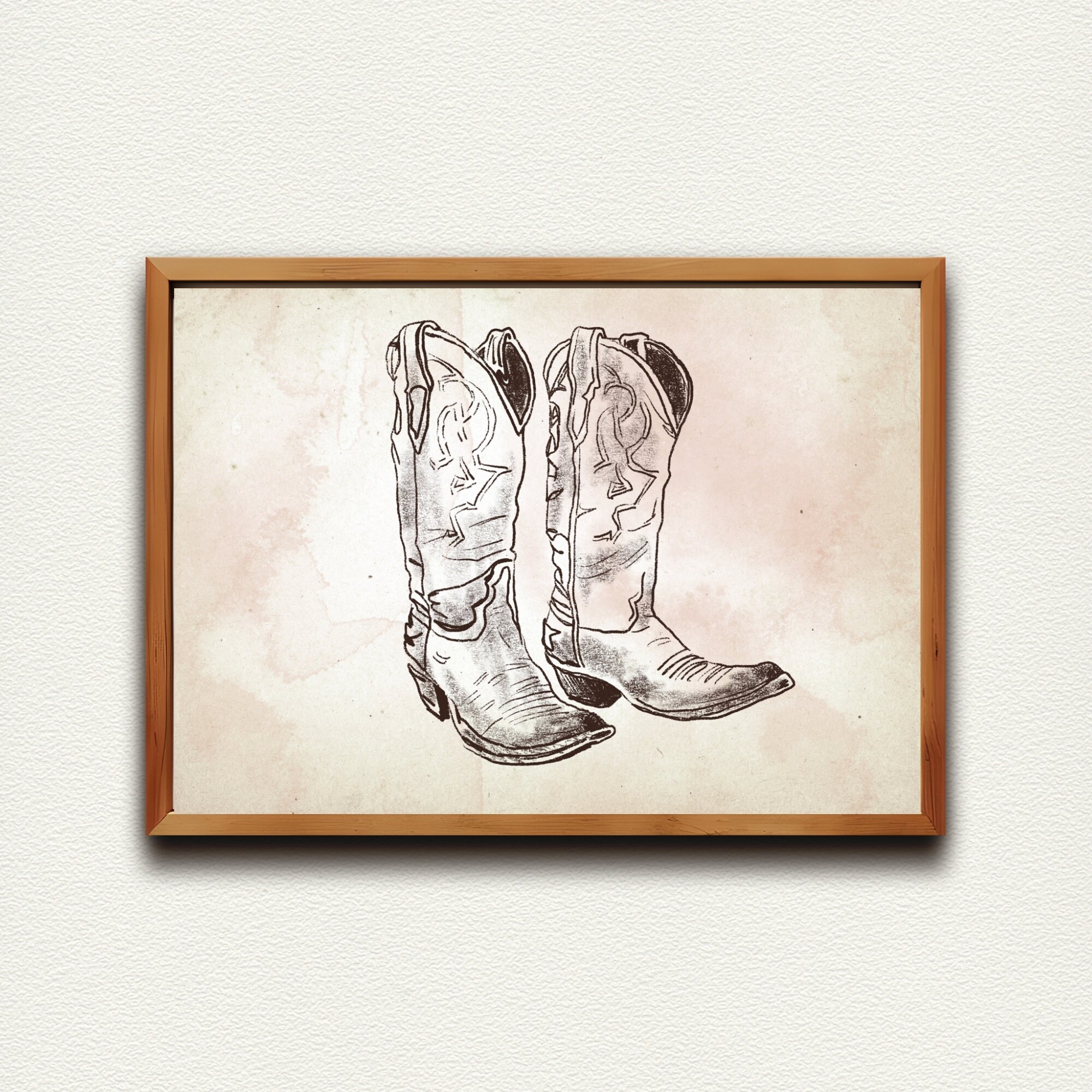 Vintage Cowboy Boots Print, Western Wall Art Decor, Southwestern ...