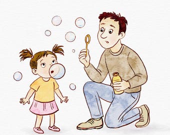 Custom Spot Illustration, Hand Drawn Children's Book Illustration No Background, Vintage Whimsical Character Art for Authors & Publishers