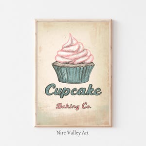 Kitchen Gallery Wall Print, Kitchen Wall Art, Vintage Kitchen Decor, Food Prints, Modern Kitchen Print, Cupcake Printable, Digital Poster
