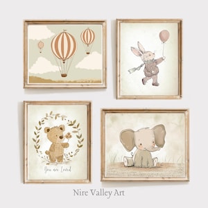Vintage Nursery Gallery Wall Printables, Set of 4 Vintage Prints, Gender Neutral room Print,  Kids Room Decor, Digital Download