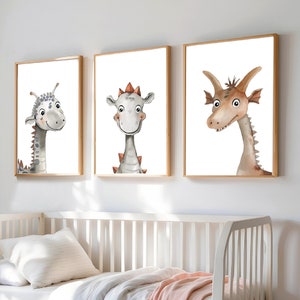 Dinosaur Wall Art | Set Of 3 | Boys Nursery | Kids Prints | Dino Nursery Wall Art | Dino Poster | Dinosaur Print | Dinosaur Nursery