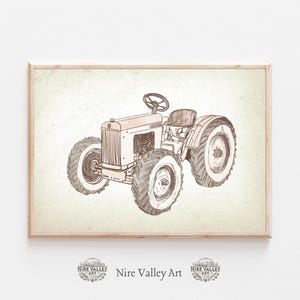 Kids Tractor Wall Art, Vintage Nursery Farm Decor, Printable Poster, Playroom Vehicle Art, Toddler Room Wall Art, Baby Room Decor