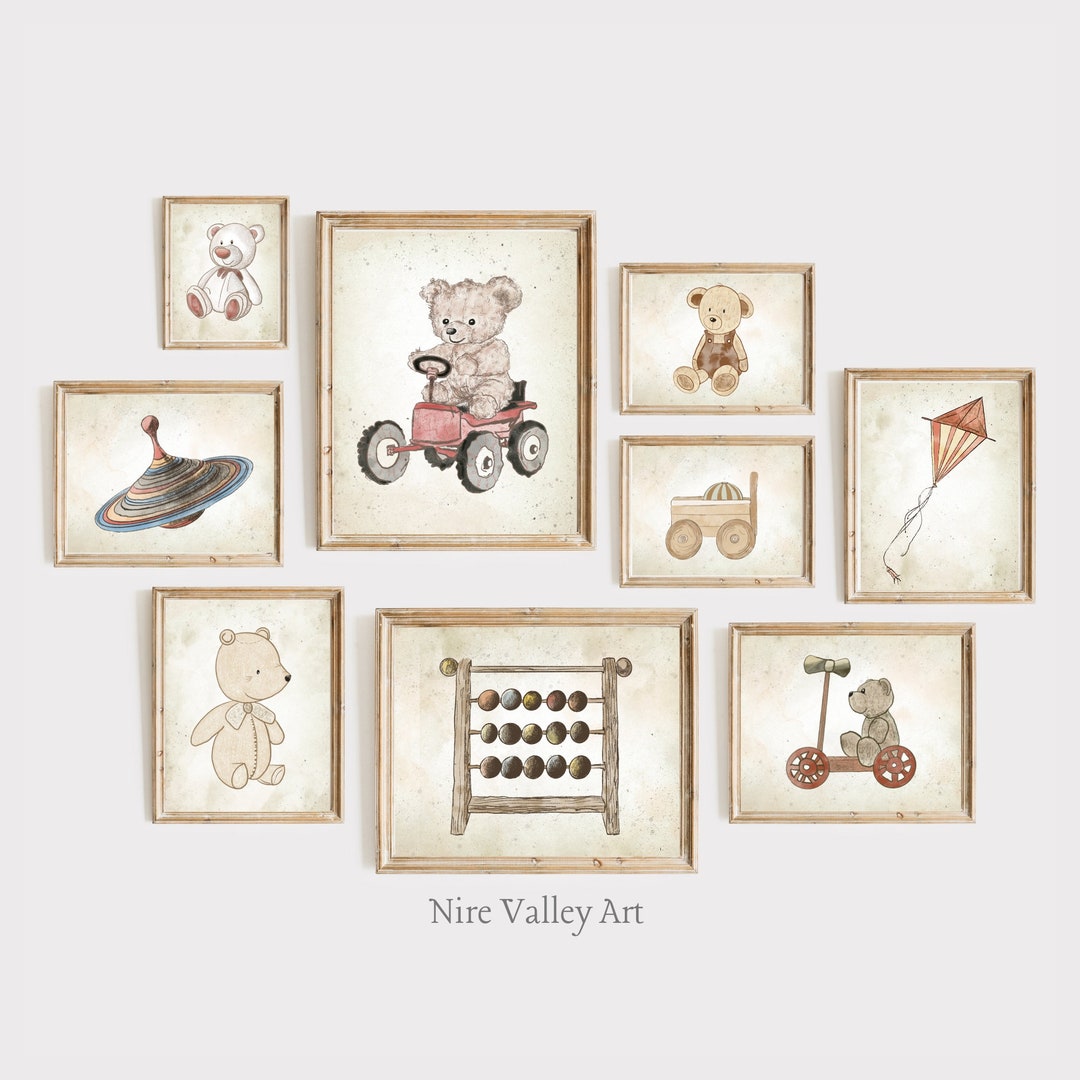 Nursery Vintage Prints, Gallery Wall Art Printables, Set of 9 Vintage ...