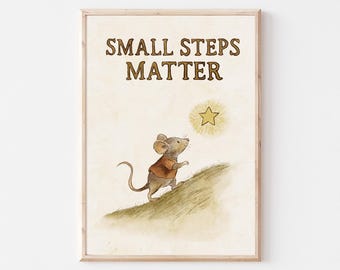 Väggkonst för barnrum, poster med tillväxttänkande, utskrivbar motiverande barnrum, dekoration för positivt citat i klassrummet, uppmuntrande tryck för lekrummet