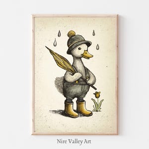 Vintage Duck Nursery Wall Art, Yellow Nursery Decor, Gallery Wall Printable, Gender Neutral Print, Baby Room Decor, Digital Download