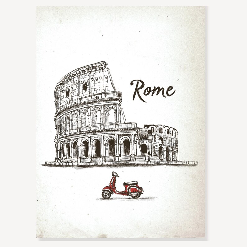 Vintage Rome Print, Retro Travel Wall Art, Rome Gallery Printable ...