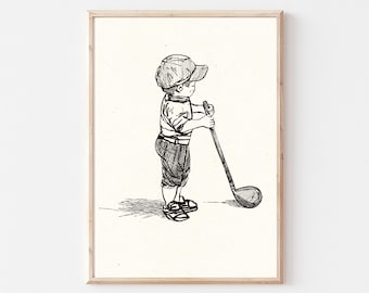 Vintage Golf Nursery Wall Art Print, Kids Sports Gallery Wall Printable, Gender Neutral Print, Baby Boy Decor, Nostalgic Wall Decor