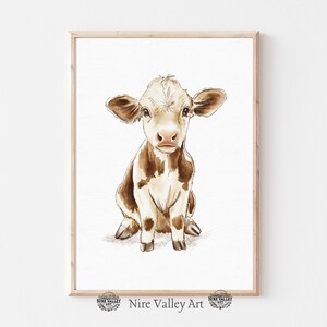 Farm Animal Nursery Print, Nursery Gallery Wall, baby Cow Print, Gender Neutral Sketch Art Prints, Vintage Illustration, Baby Room Decor
