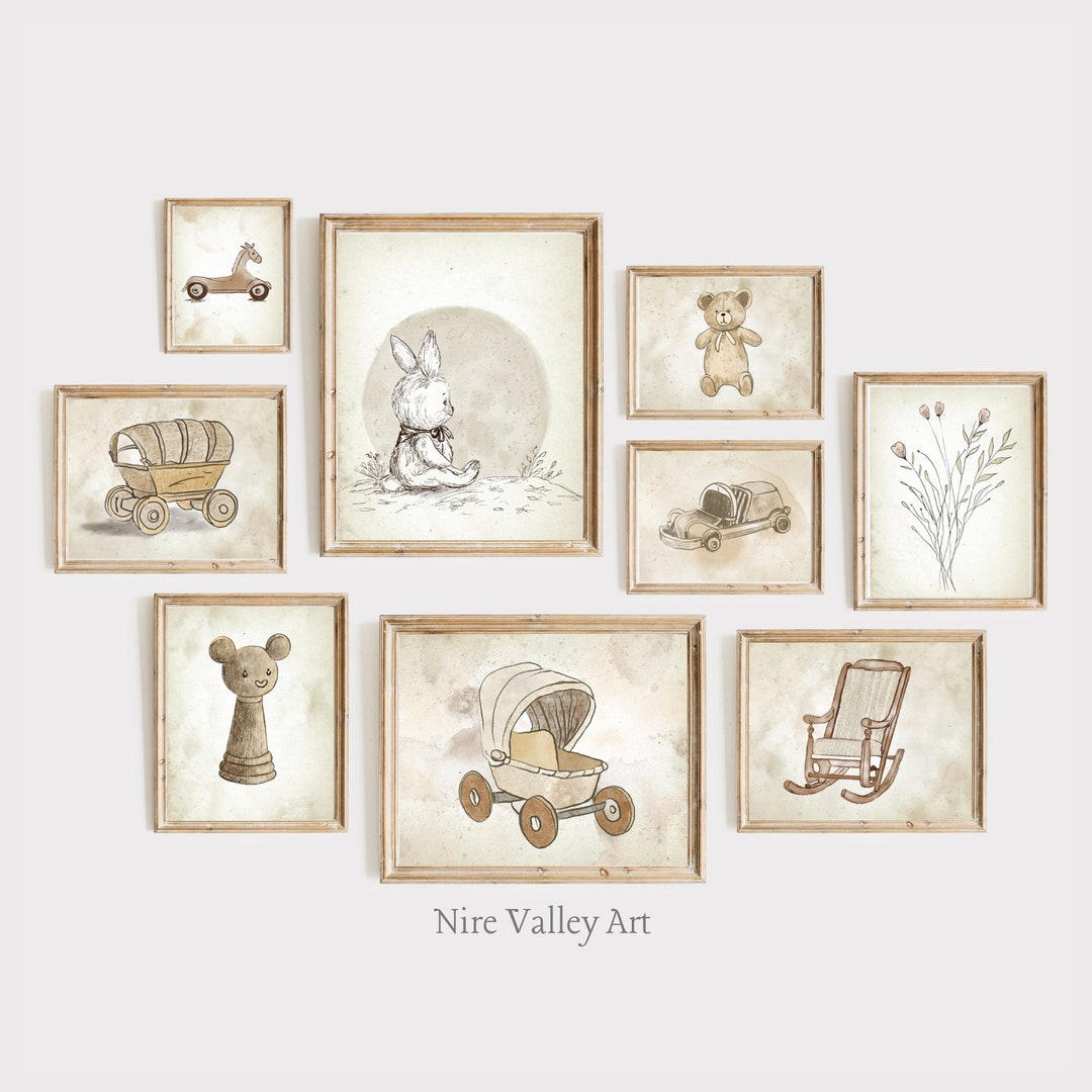 Nursery Wall Art Prints Set, Vintage Gallery Wall Art Printables ...