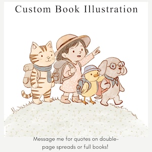 Location d'illustrateurs de livres pour enfants, Illustration de livre personnalisée, Illustration aquarelle dessinée à la main, Usage commercial, Style croquis traditionnel
