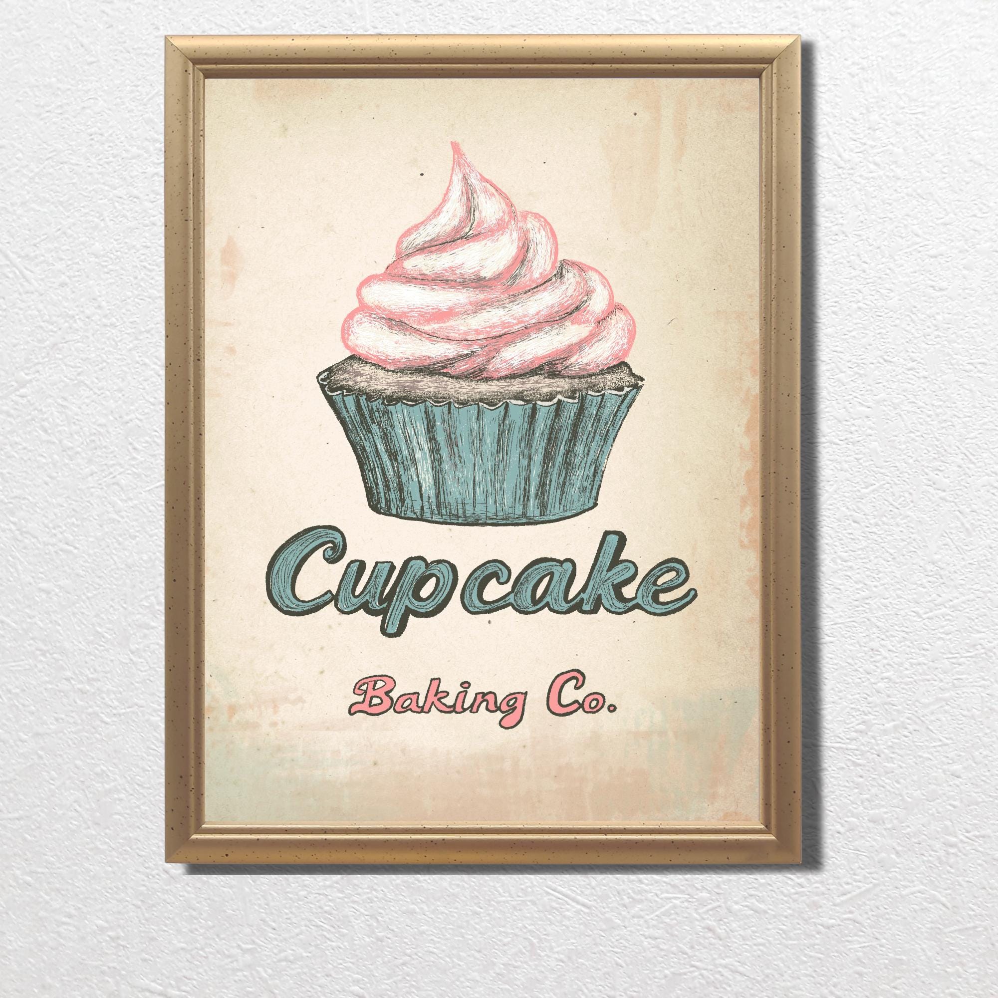 kitchen print, coffee & cake | kitchen prints, wall... Kitchen Gallery Wall Print, Kitchen Wall Art, Vintage Kitchen Decor ...