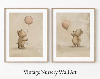 Vintage Teddy Bear Nursery Gallery Wall Set, Gender Neutral Sketch  Bundle Art Prints, Vintage Illustration Baby Room Decor