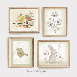 Vintage Nursery Gallery Wall Printables, Set of 4 Vintage Prints, Baby Girls room Print,  Kids Room Decor, Girls Gallery Digital Download