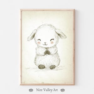 Cute Nursery Sheep Print, Vintage Style Print, Rustic Lamb  Farmhouse Art Decor, Sheep Wall Art Print, Nursery Prints, Country Core
