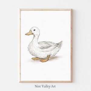 Vintage Mother Duck Print, Nursery Gallery Wall Printable, Gender Neutral Sketch , Farmhouse Illustration, Baby Room Decor