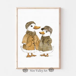 Vintage style Ducks Print, Nursery Gallery Wall Printable, Gender Neutral Sketch , Farmhouse Illustration, Baby Room Decor