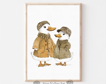 Enten-Druck im Vintage-Stil, Kinderzimmer, Gemälde, Gemälde, Gemälde, Gemälde, Babyzimmer, Babyzimmer Dekor