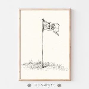 Vintage Golf 18 Flaga Sztuka Ścienna Do Przedszkola, Wózek Golfowy, Galeria Sportów Dziecięcych Do Wydruku, Dekoracje Dla Dzieci, Nostalgiczna Sztuka Ścienna, Neutralny Wydruk Do Przedszkola
