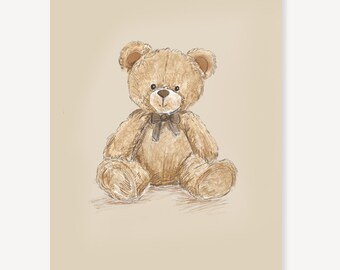 Petit ours Sticker mural décoratif pour chambre d'enfant - Amovible - Grand animal - Décoration pour chambre de bébé