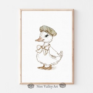 Vintage Duck Nursery Wall Art,  Printable Nursery Decor,  Gender Neutral Print, Baby Room Decor, Digital Download
