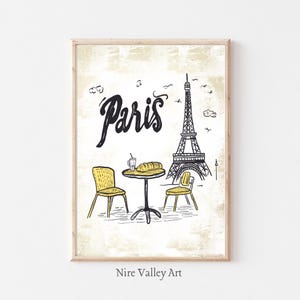 Vintage Travel Print, Paris City Poster, Retro French  Wall Art, Eiffel Tower Gallery Wall Printable, France City Prints, Digital Download