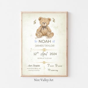 New Baby Custom Print, Personalized New Baby Gift, Vintage Nursery Print, Birth Details Gift, Keepsake Print, Newborn Gift, Gender Neutral