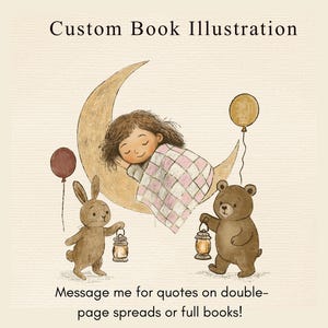 Location d'illustrateurs de livres pour enfants, Illustration de livre personnalisée, Illustration aquarelle dessinée à la main, Usage commercial, Style croquis traditionnel