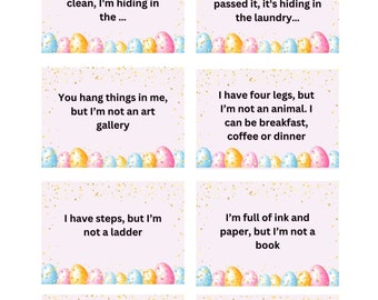 Easter Indoor treasure hunt,Easter hunt clues,Easter printable, Instant downloadable, Scavenger hunt, Kids printable games