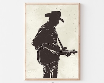 Cowboy Art Print, Western Art Prints,Western  Decor, Vintage Wall Art, Cowboy Silhouette, Cowboy Art, Nursery Room Prints, Digital Download