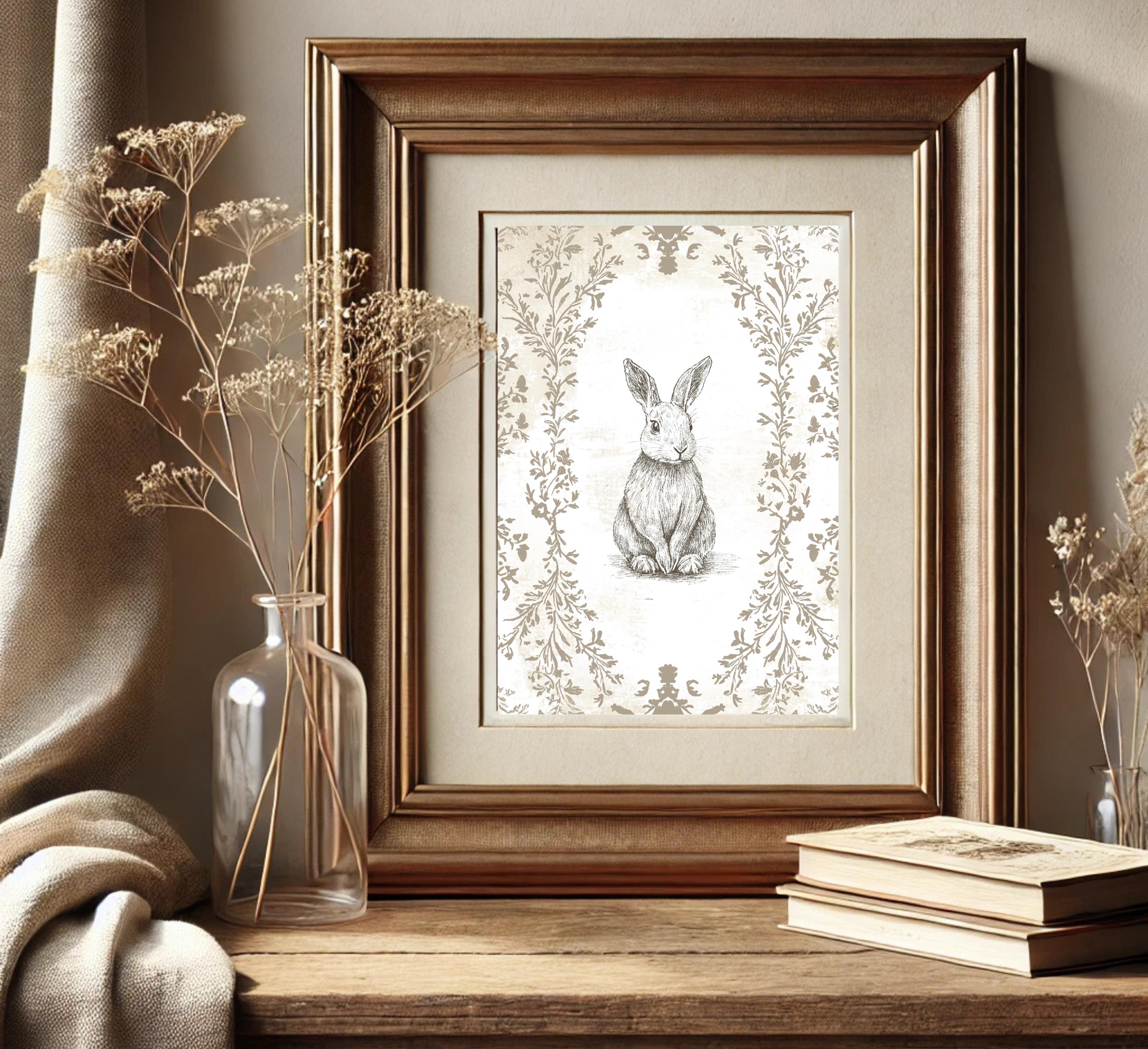 PRINTABLE Vintage Nursery Rabbit Print, Bunny Rabbit Wall Art ...