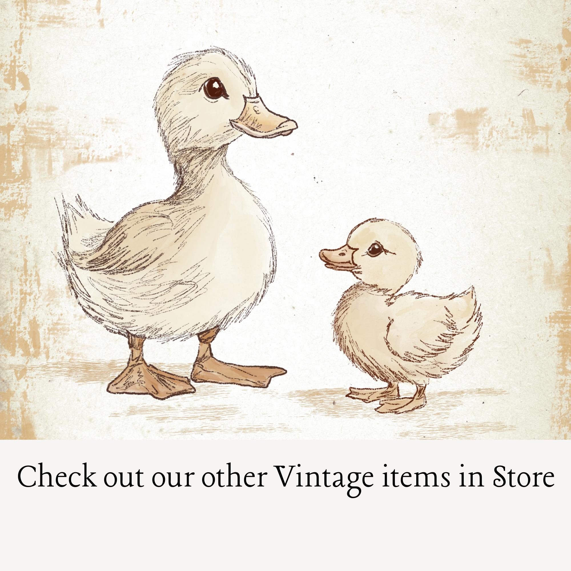 Vintage Mother Duck and Duckling Print, Nursery Gallery Wall Printable ...