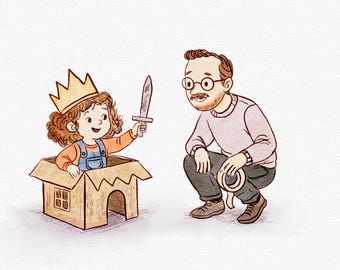 Custom Spot Illustration, Hand Drawn Children's Book Illustration No Background, Vintage Whimsical Character Art for Authors & Publishers