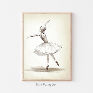 Vintage Ballerina Wall Art | Printable Wall Art | Vintage Muted Art | Girls Room Decor | Digital Download | Vintage Ballerina Painting