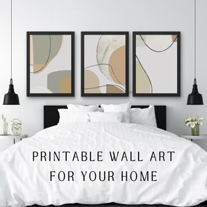 Neutral Abstract Printable Wall Art,Set of 3 Prints, Modern Minimal Gallery Wall decor