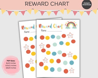 Toddler Reward Chart, Kids Reward Chart Printable, Rainbow Reward Chart,Potty Training Chart, Behaviour Chart, DIGITAL DOWNLOAD
