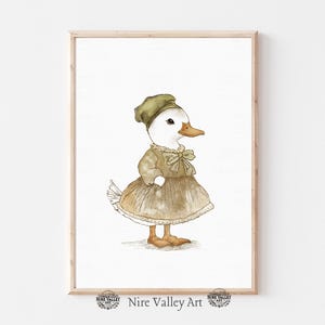 Duck Nursery Print, Vintage Gallery Wall Printable, Victorian Duck Sketch , Farmhouse Illustration, Baby Room Decor, Digital Download