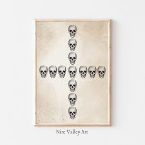 Vintage Halloween Skull Print: Black And White Spooky Wall Art Digital Download