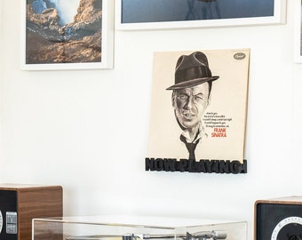 Oak Now Playing Vinyl Record Holder: Wall Mountable