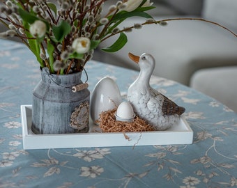 Solid Oak Easter Serving Tray: Rectangle Spring Decoration Centerpiece