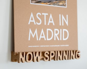 Porta dischi girevole in rovere naturale: espositore per vinili da parete