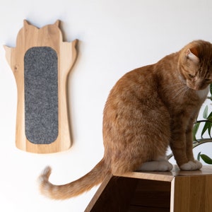 Cat Scratcher Wall Mount Cat tree Modern pet furniture Cat scratching post wood Scratch tree Scratching board for cat