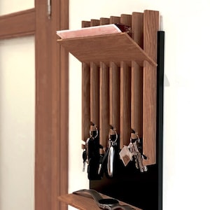 Modern Entryway Key Holder, Key Shelf, Key Organizer, Key holder for wall, Entryway Organizer for Home, Wall mail Organiser, walnut color
