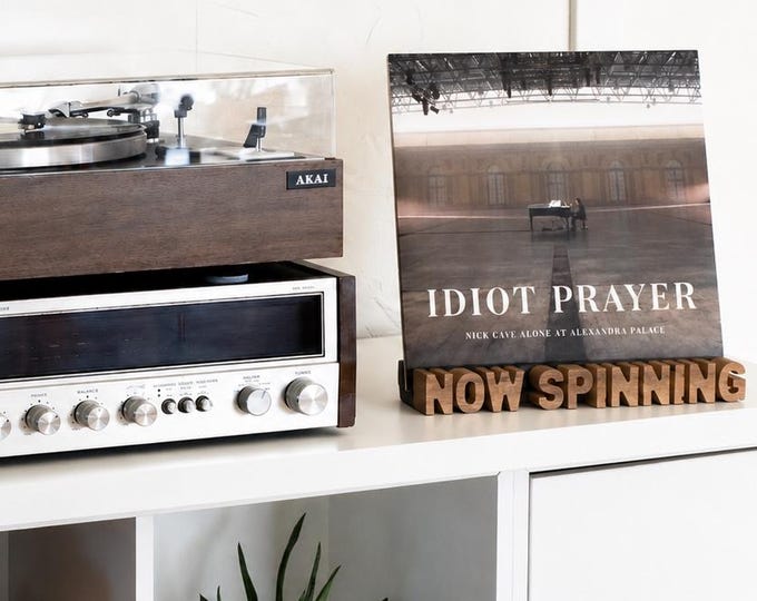 Oak Wood Now Spinning Record Stand: Vinyl Display